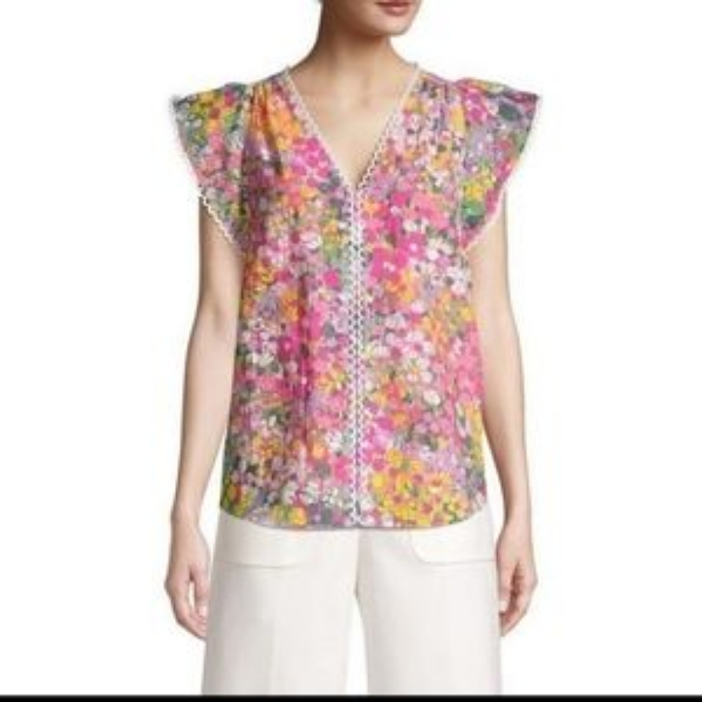 Kate spade floral dots burnout blouse size small